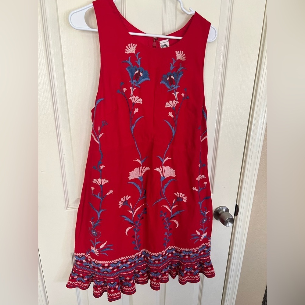 Anthropologie Akemi + Kin Embroidered Red Dress - Picture 8 of 13